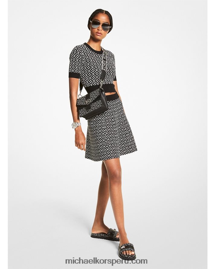 Z48V404 negro/hueso mujer Michael Kors top con logo en jacquard