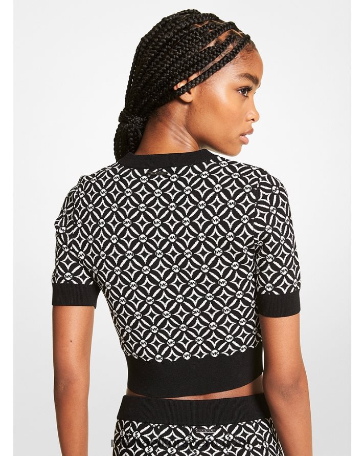 Z48V404 negro/hueso mujer Michael Kors top con logo en jacquard