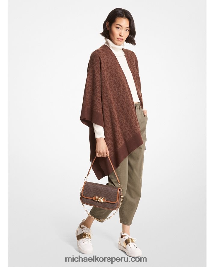 Z48V434 cáscara mujer Michael Kors poncho con logo en jacquard