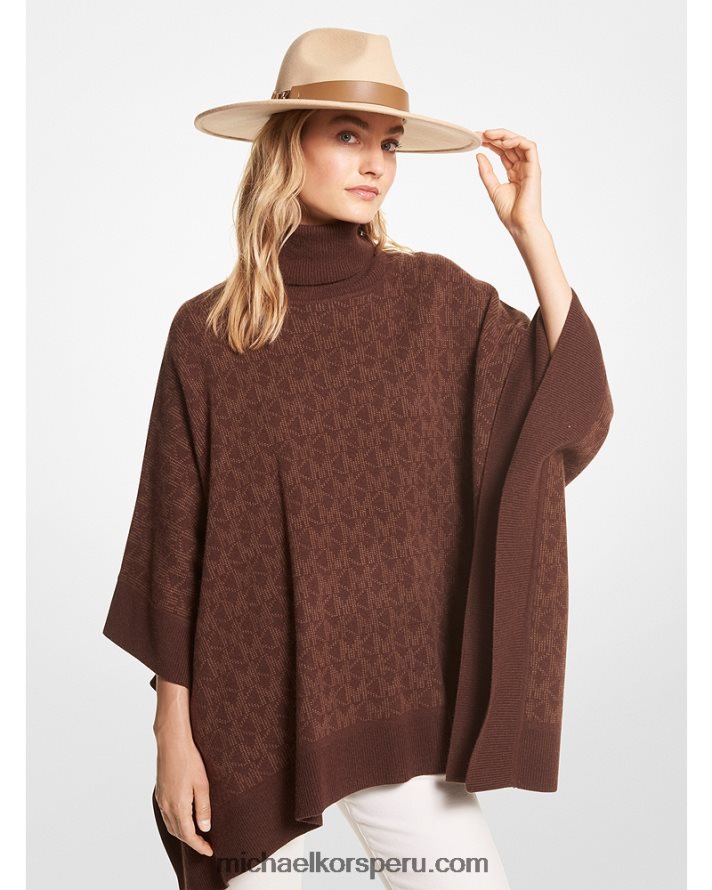 Z48V439 cáscara mujer Michael Kors poncho con logo en jacquard y cuello alto