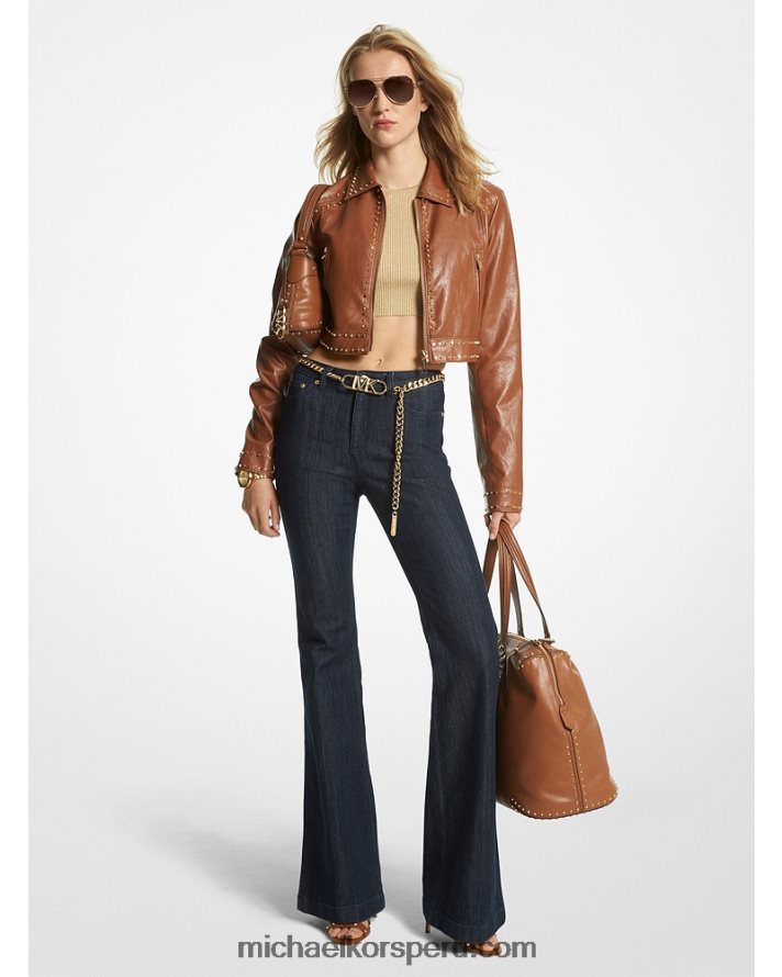Z48V485 enjuagar mujer Michael Kors jeans acampanados con cinturón de mezclilla elástica