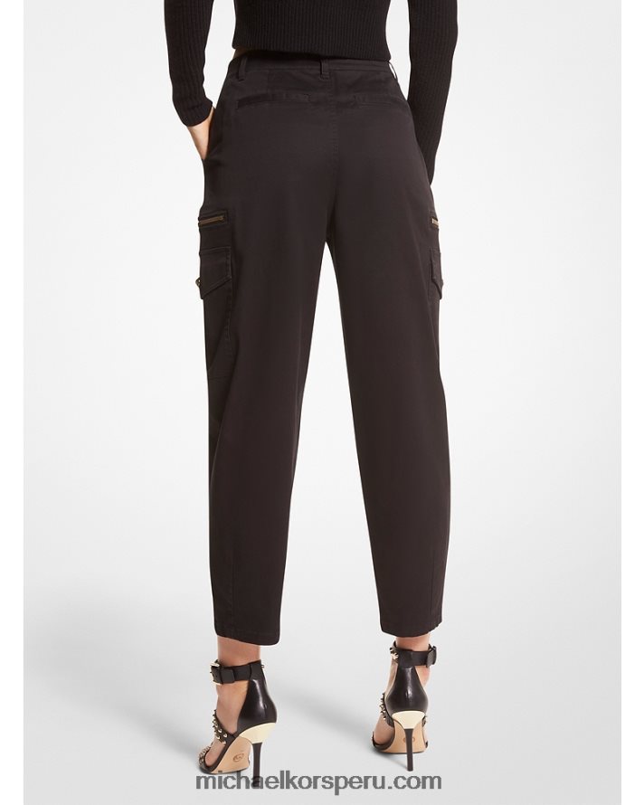 Z48V498 negro mujer Michael Kors pantalones cargo de algodón elástico
