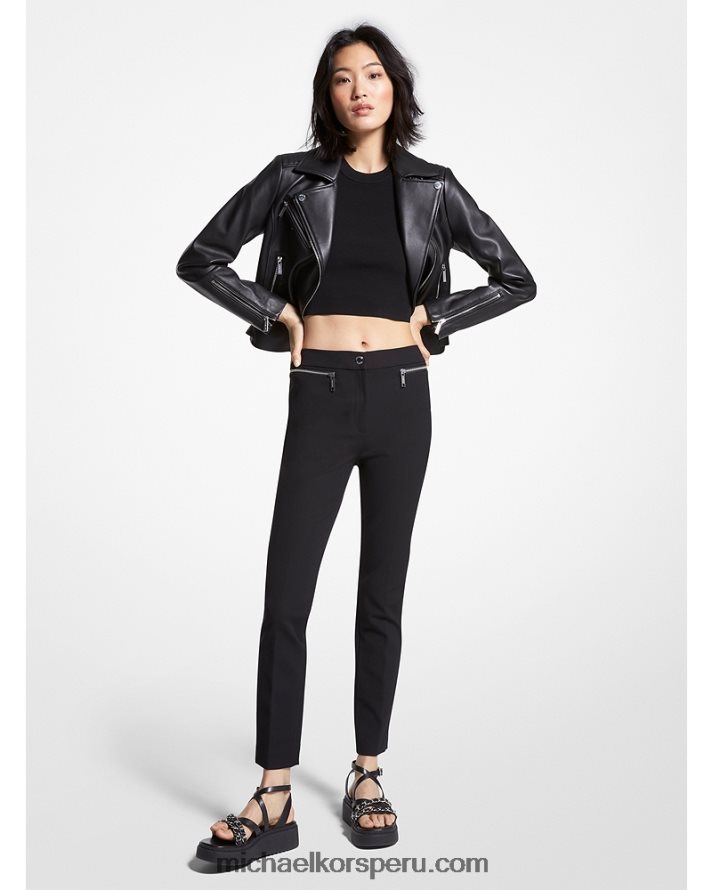 Z48V502 negro mujer Michael Kors pantalones de crepé elástico