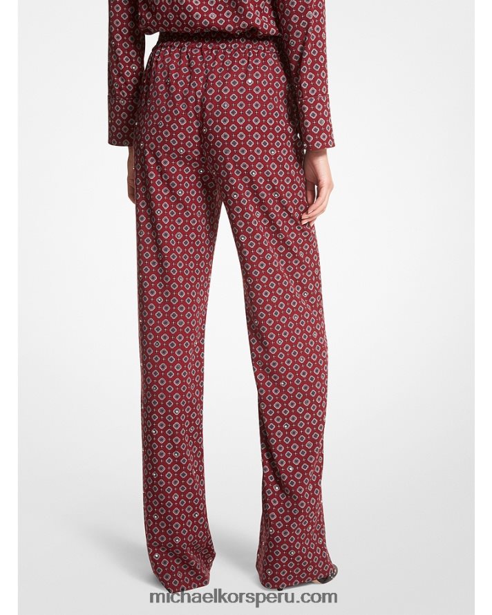 Z48V503 merlot mujer Michael Kors pantalones de pijama de crepé medallón