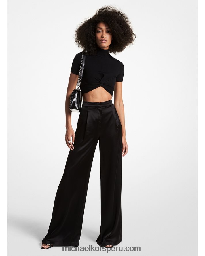 Z48V515 negro mujer Michael Kors pantalones anchos de raso