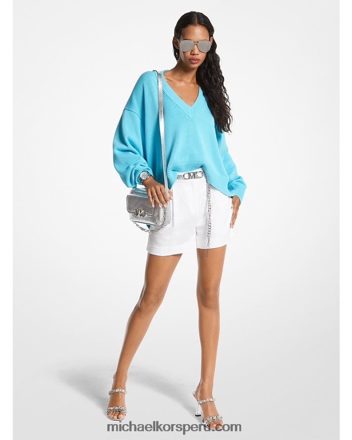 Z48V405 turquesa mujer Michael Kors jersey oversize de algodón supima