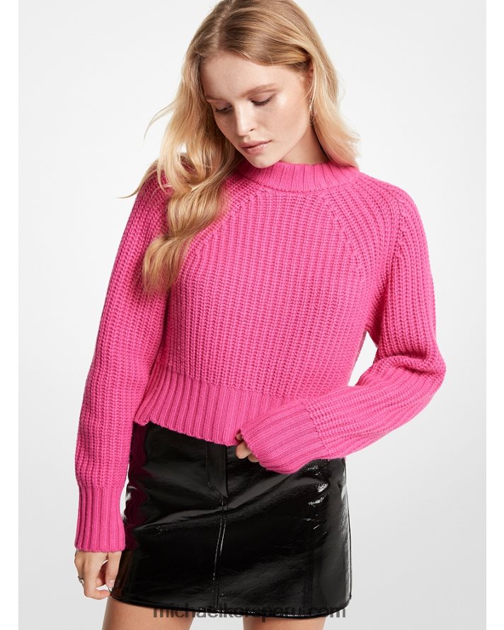 Z48V416 cereza mujer Michael Kors Jersey convertible de canalé en mezcla de lana merino