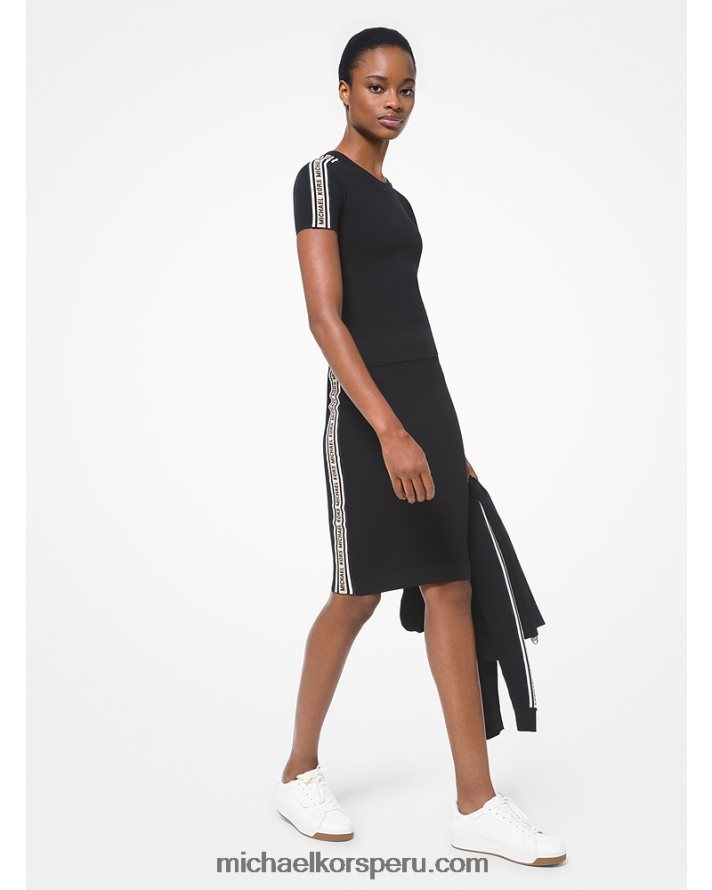 Z48V461 negro mujer Michael Kors suéter tejido texturizado con cinta del logo