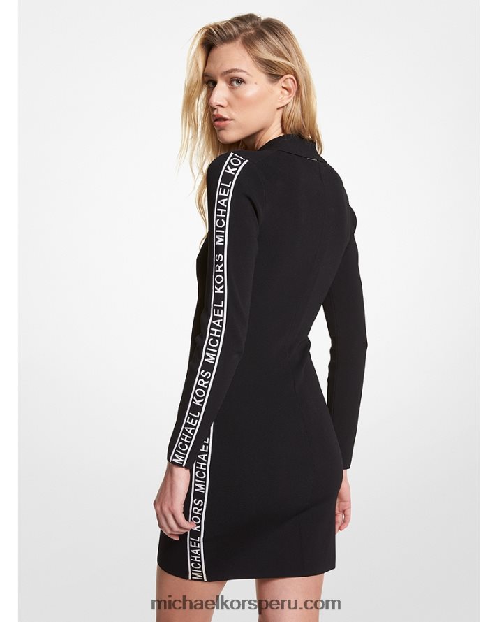 Z48V102 negro mujer Michael Kors vestido polo de viscosa elástica con cinta del logo