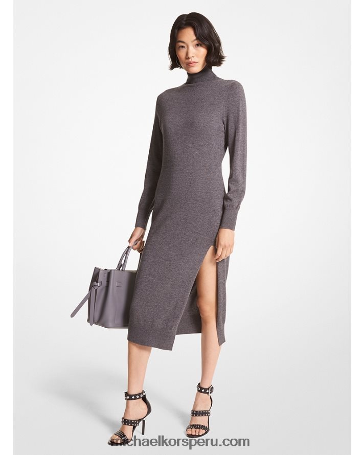 Z48V109 brezo derby mujer Michael Kors vestido de mezcla de lana con cuello alto