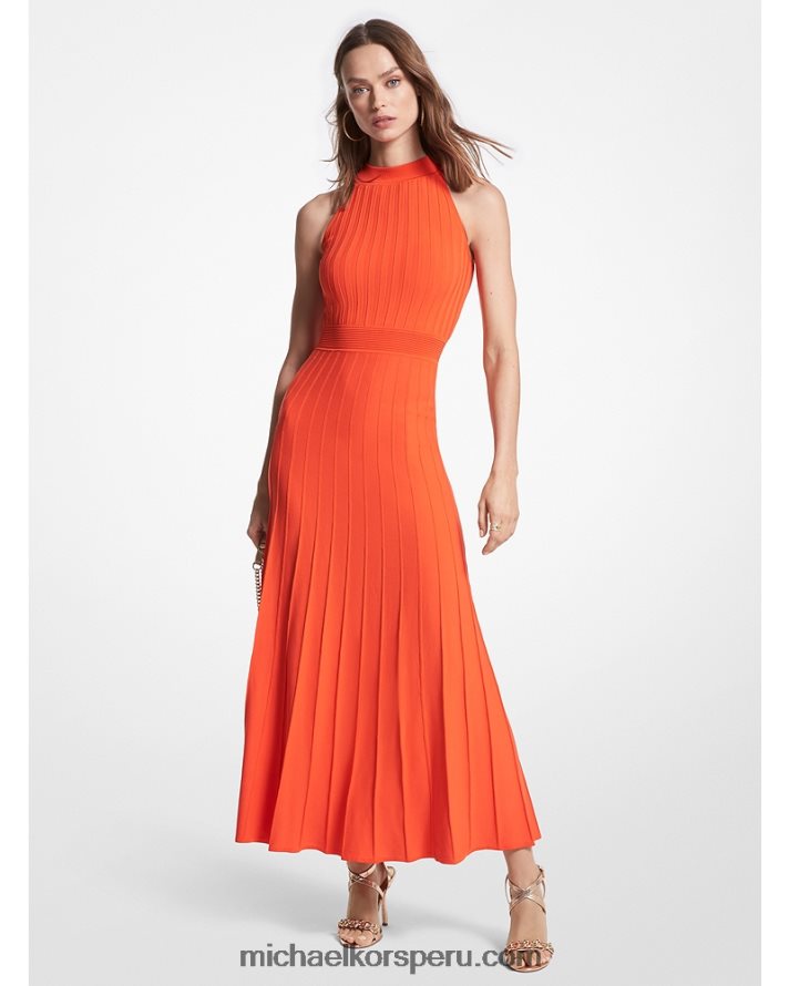 Z48V10 naranja óptica mujer Michael Kors vestido halter de canalé