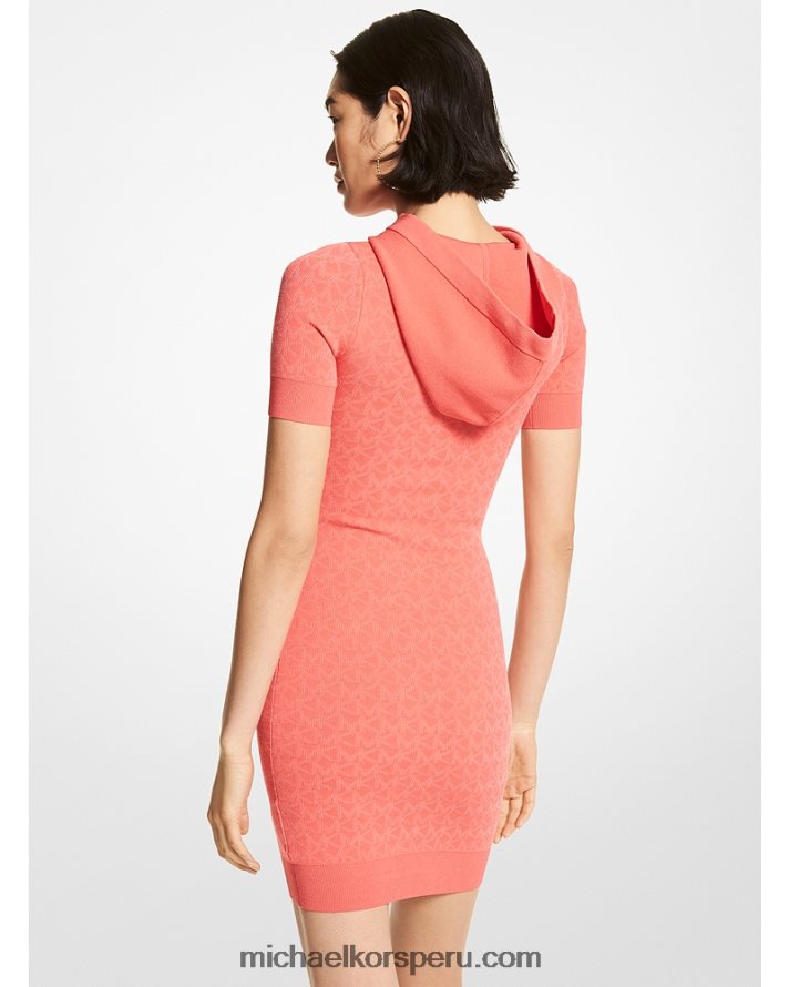 Z48V149 sangría mujer Michael Kors vestido con capucha y logo en jacquard