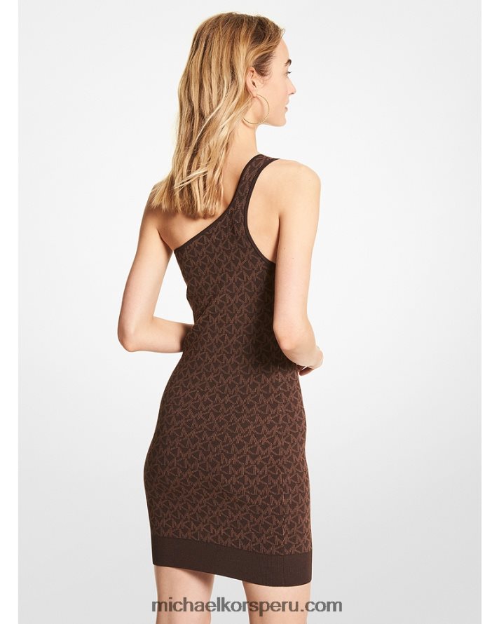 Z48V150 chocolate mujer Michael Kors vestido sin mangas con logo en jacquard
