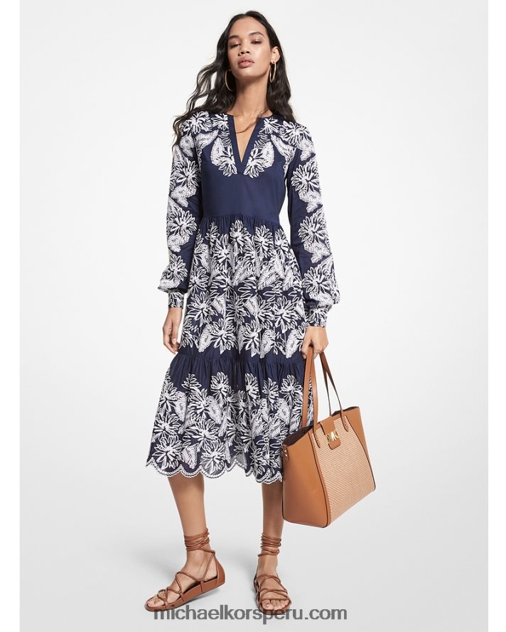 Z48V161 mdntbl/blanco mujer Michael Kors caftán de algodón con ojales de palma