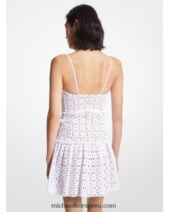 Z48V29 blanco mujer Michael Kors vestido de algodón con ojales