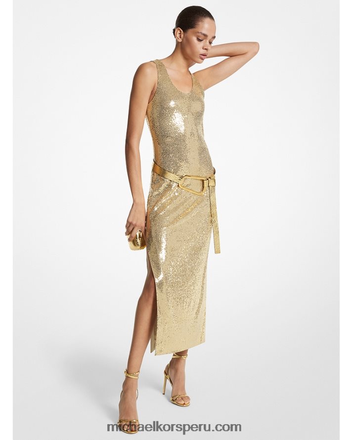Z48V3450 duna unisexo Michael Kors vestido sin mangas de jersey elástico con lentejuelas