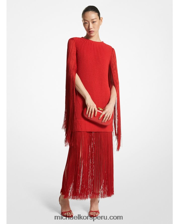 Z48V3478 amapola unisexo Michael Kors vestido de cashmere con flecos de la colección