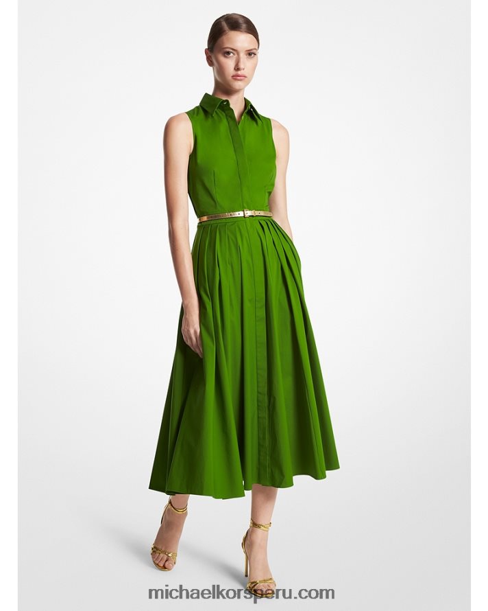 Z48V3531 verde palmera unisexo Michael Kors Vestido camisero sin mangas de popelina de algodón orgánico elástico Collection