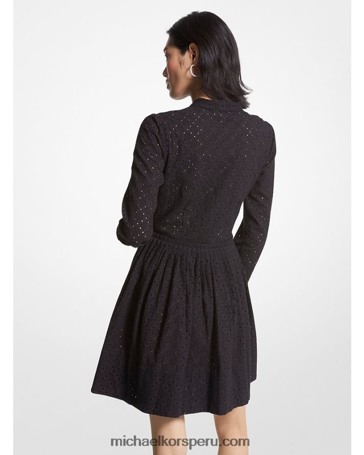 Z48V37 negro mujer Michael Kors vestido camisero de algodón con ojales