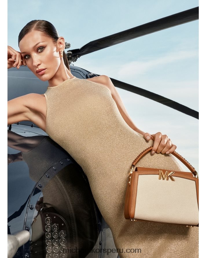 Z48V39 oro mujer Michael Kors vestido de tirantes de viscosa stretch metalizada