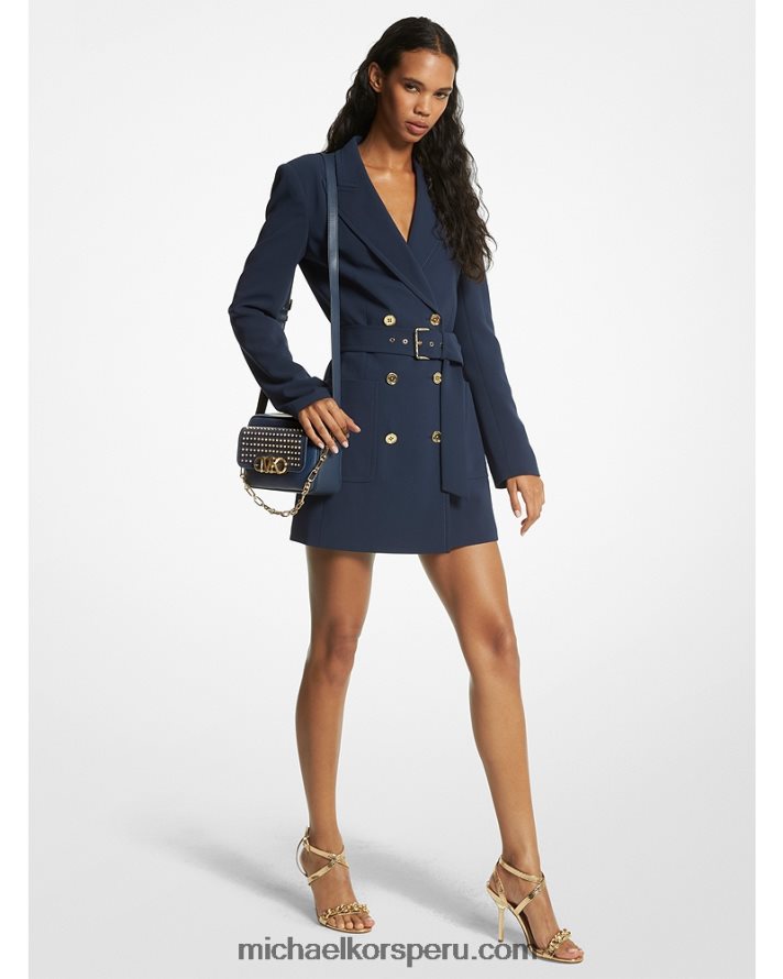 Z48V48 azul medianoche mujer Michael Kors vestido blazer de crepé con cinturón