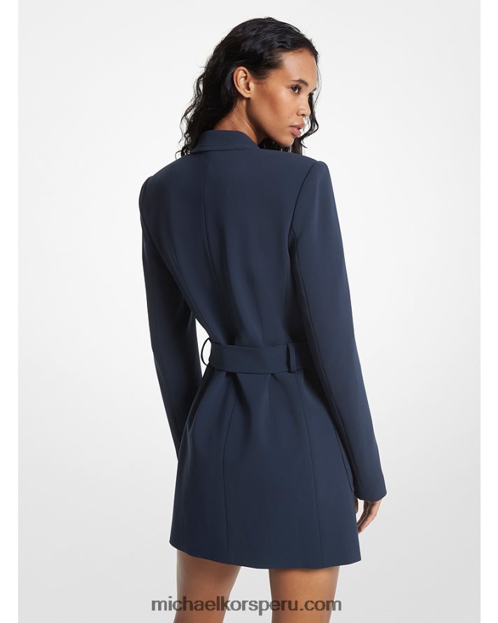 Z48V48 azul medianoche mujer Michael Kors vestido blazer de crepé con cinturón