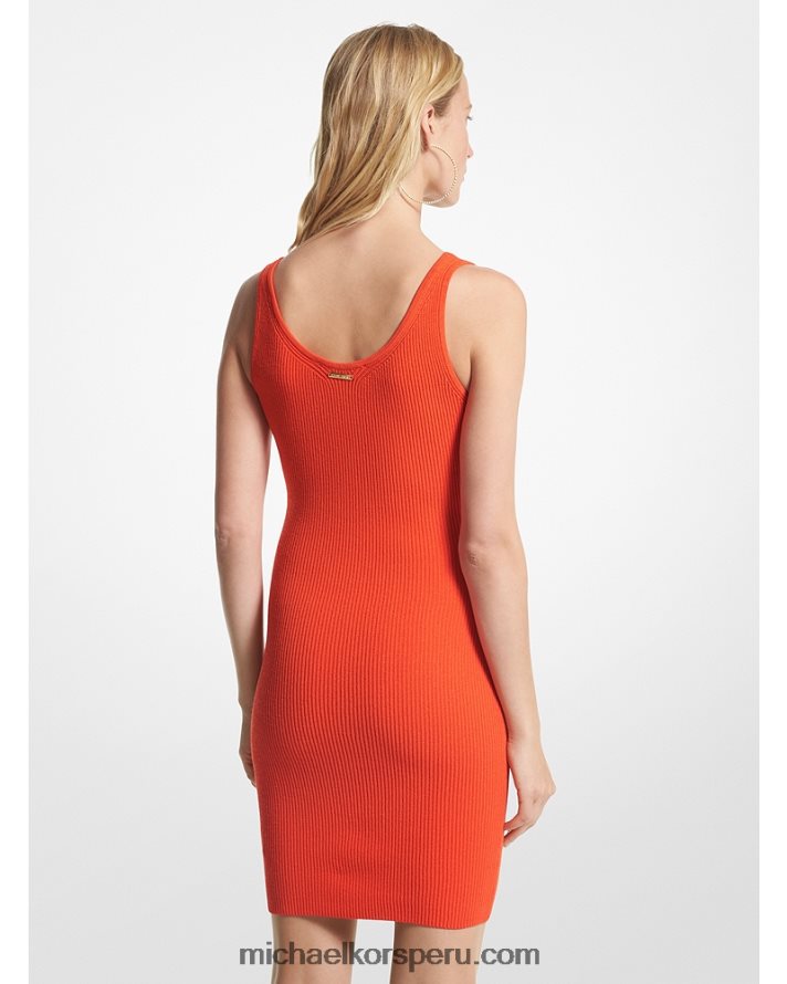 Z48V50 naranja óptica mujer Michael Kors vestido de tirantes de viscosa elástica de canalé