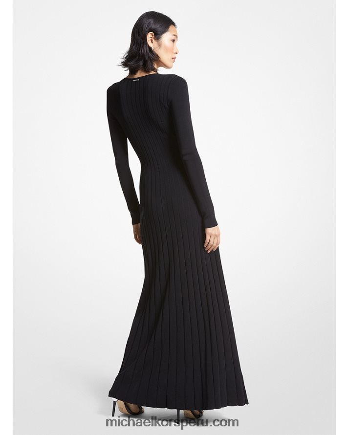 Z48V51 negro mujer Michael Kors vestido largo de punto elástico con anillo