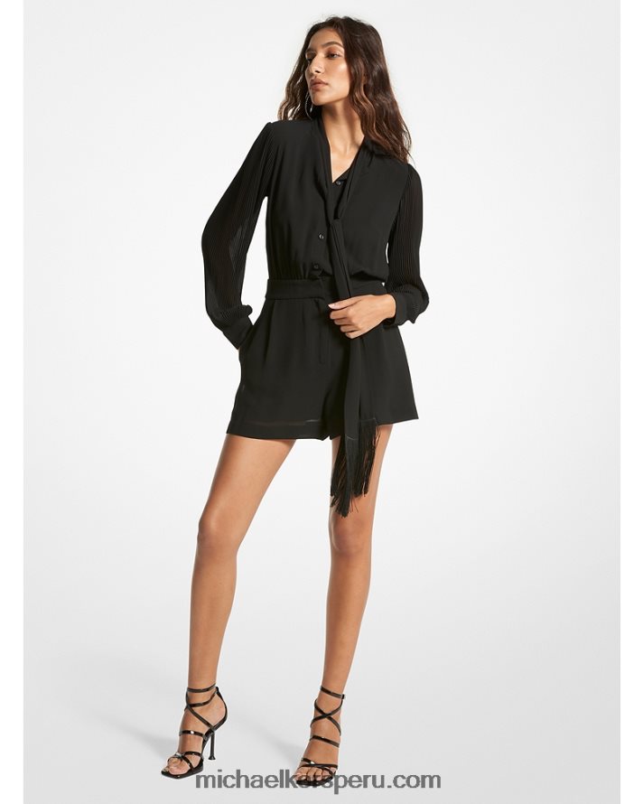 Z48V633 negro mujer Michael Kors mameluco de georgette con lazo en el cuello