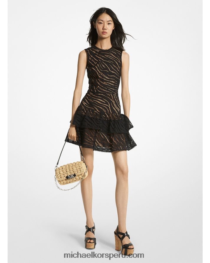 Z48V69 negro mujer Michael Kors vestido con ojales de cebra