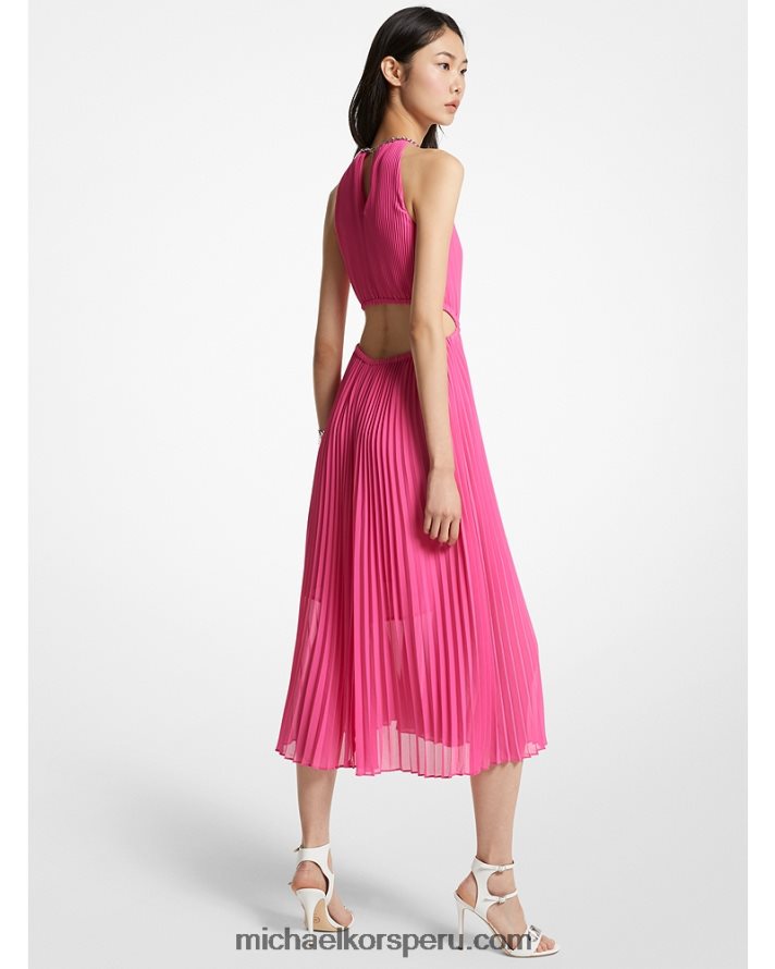 Z48V89 cereza mujer Michael Kors vestido plisado de georgette con aberturas