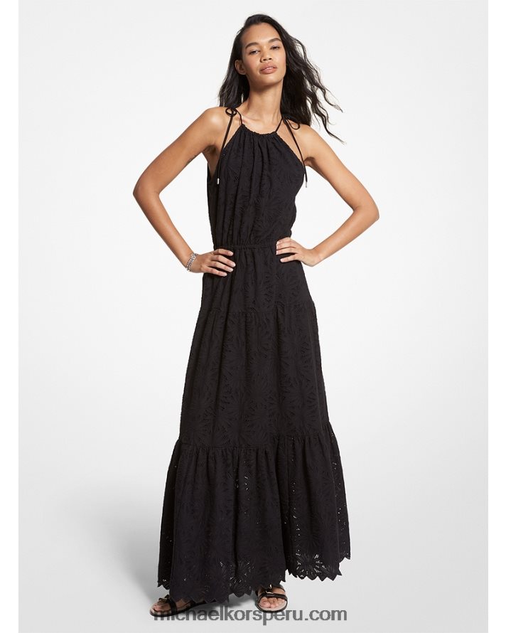 Z48V98 negro mujer Michael Kors vestido halter con ojales