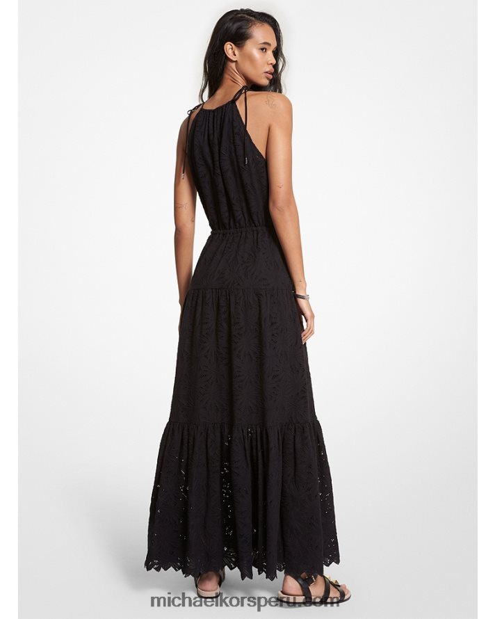 Z48V98 negro mujer Michael Kors vestido halter con ojales