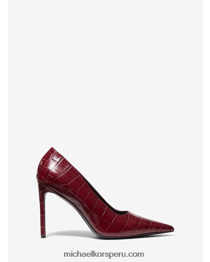 Z48V2323 borgoña mujer Michael Kors salón collection martine de piel grabada de cocodrilo