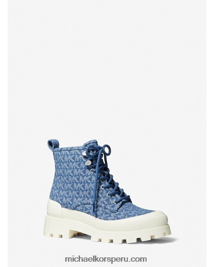 Z48V2116 mezclilla mujer Michael Kors Bota militar payton de jacquard de mezclilla