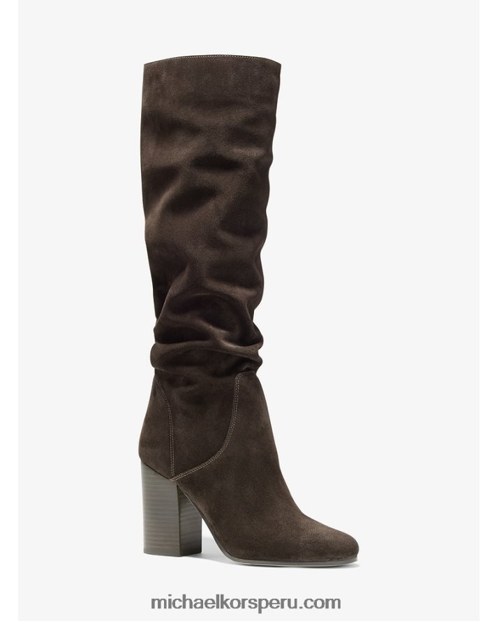 Z48V2124 chocolate mujer Michael Kors bota de gamuza leigh
