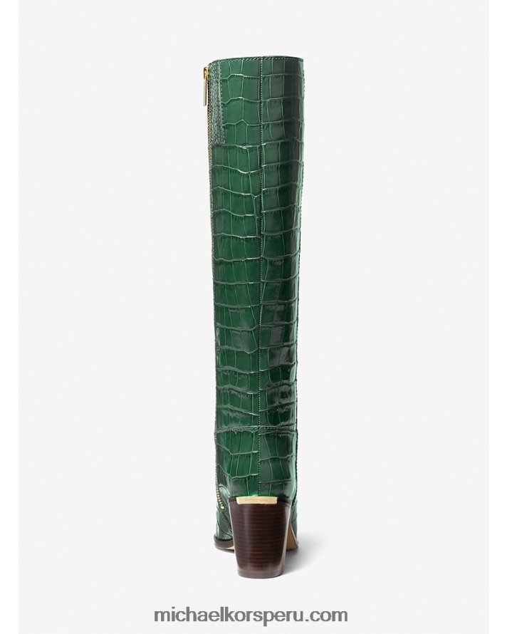 Z48V2135 musgo mujer Michael Kors bota loni de piel de cocodrilo en relieve