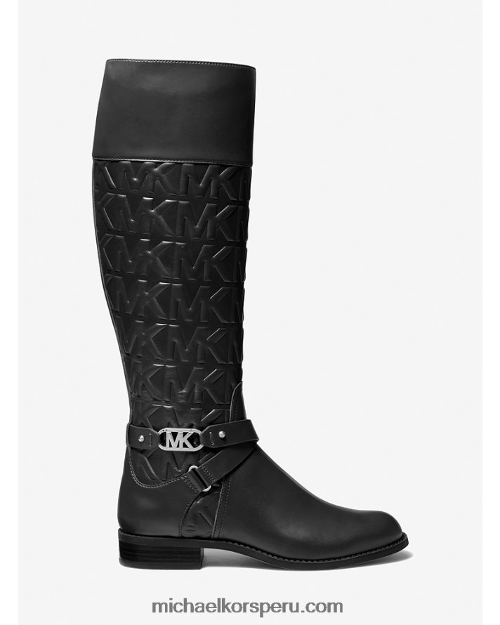 Z48V2144 negro mujer Michael Kors bota de montar con relieve kincaid