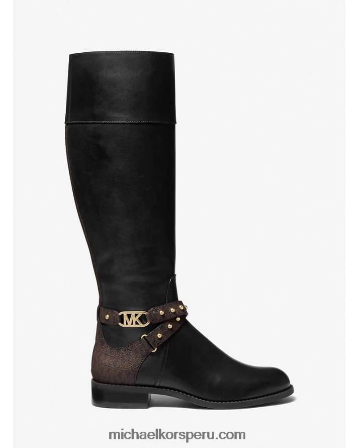 Z48V2147 marrón oscuro mujer Michael Kors bota de montar de piel sintética kincaid