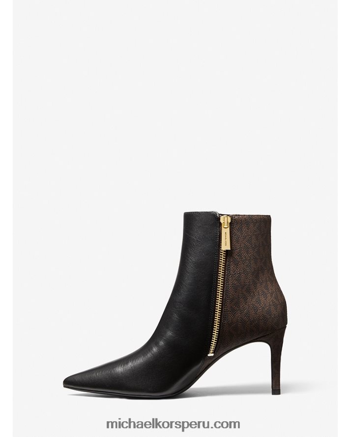 Z48V2177 marrón oscuro mujer Michael Kors botín alina flex de piel y logo