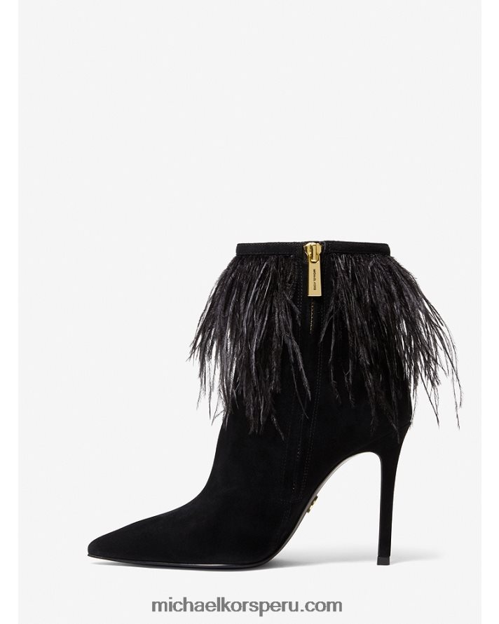 Z48V2193 negro mujer Michael Kors Botines Meena de ante con detalles de plumas