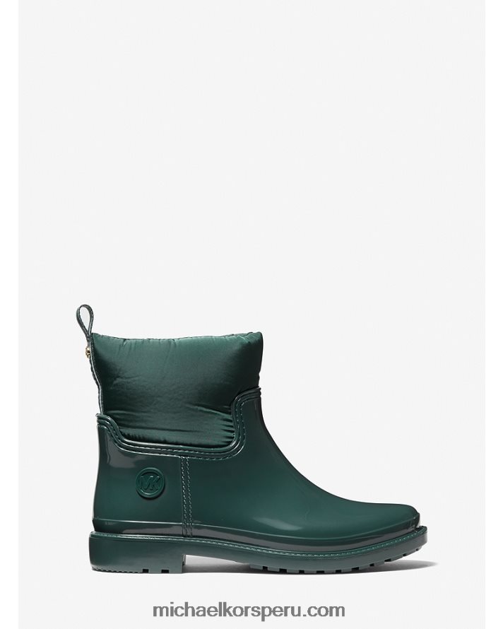 Z48V2203 carrera verde mujer Michael Kors Bota de lluvia de nailon y pvc con cinta con el logotipo de Blakely