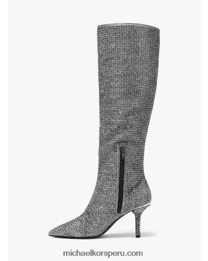 Z48V2217 negro/plata mujer Michael Kors botas Katerina hasta la rodilla con detalles de cristal