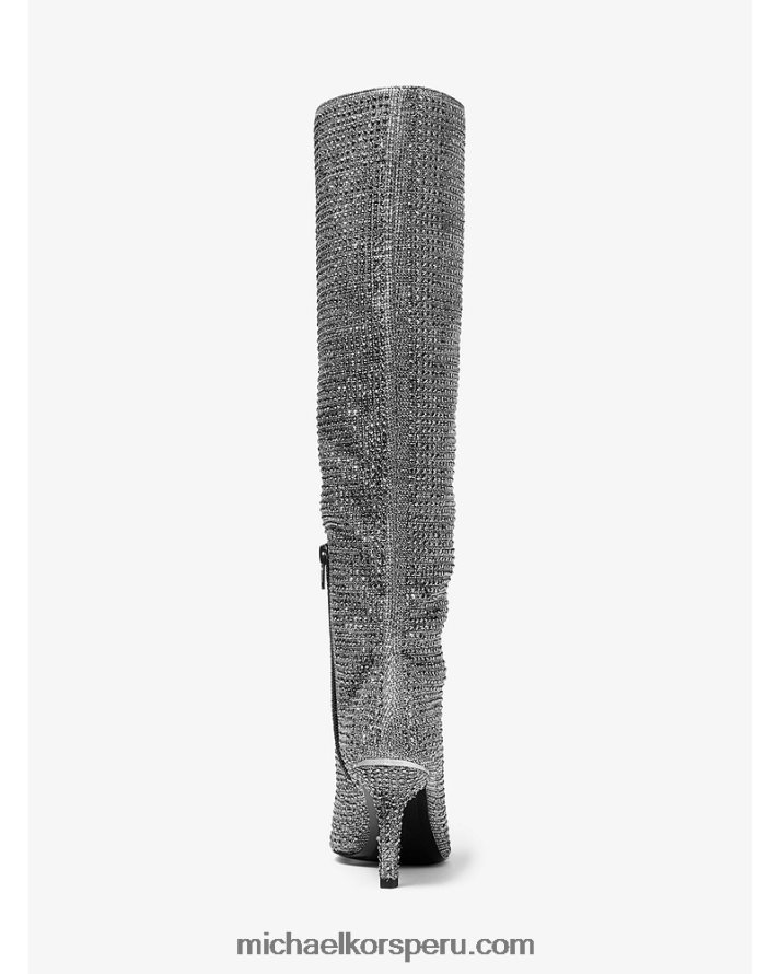 Z48V2217 negro/plata mujer Michael Kors botas Katerina hasta la rodilla con detalles de cristal