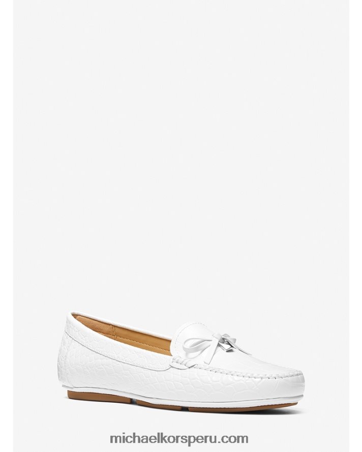 Z48V2233 Blanco óptico mujer Michael Kors mocasines juliette de piel sintética en relieve con cocodrilo