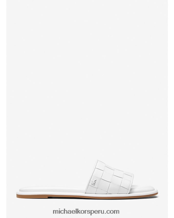 Z48V1830 Blanco óptico mujer Michael Kors sandalias Hayworth de piel entretejida