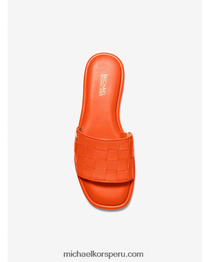 Z48V1831 naranja óptica mujer Michael Kors sandalias Hayworth de piel entretejida