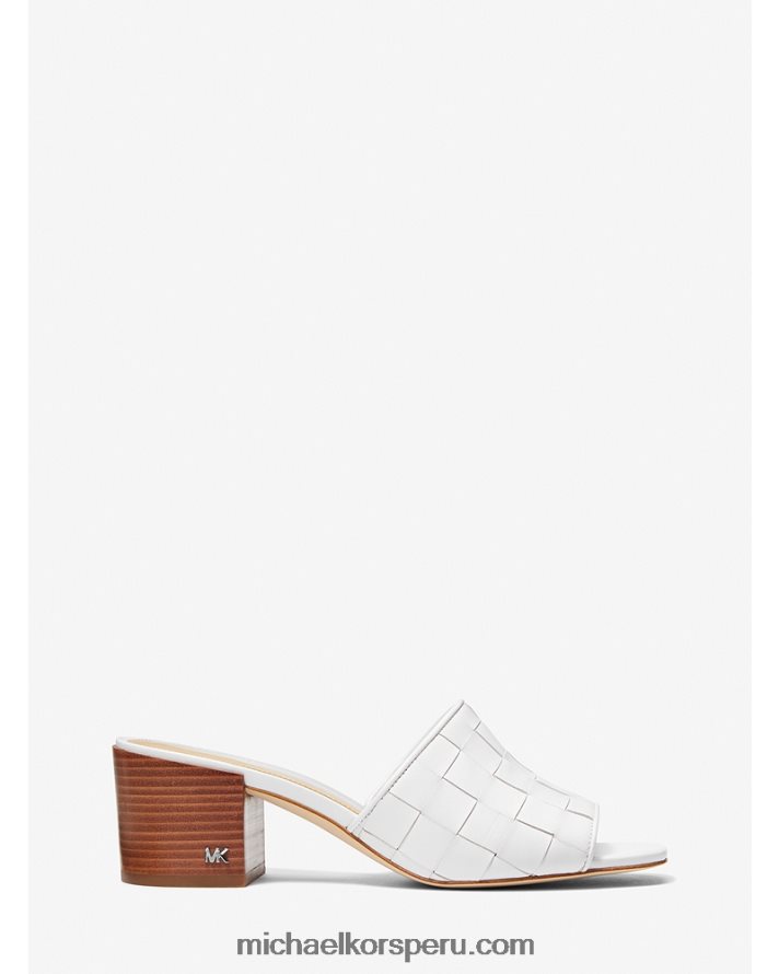 Z48V1846 Blanco óptico mujer Michael Kors mule ingrid de piel entretejida