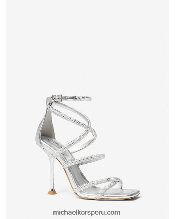 Z48V1865 plata mujer Michael Kors sandalias imani de ante sintético metalizado con adornos