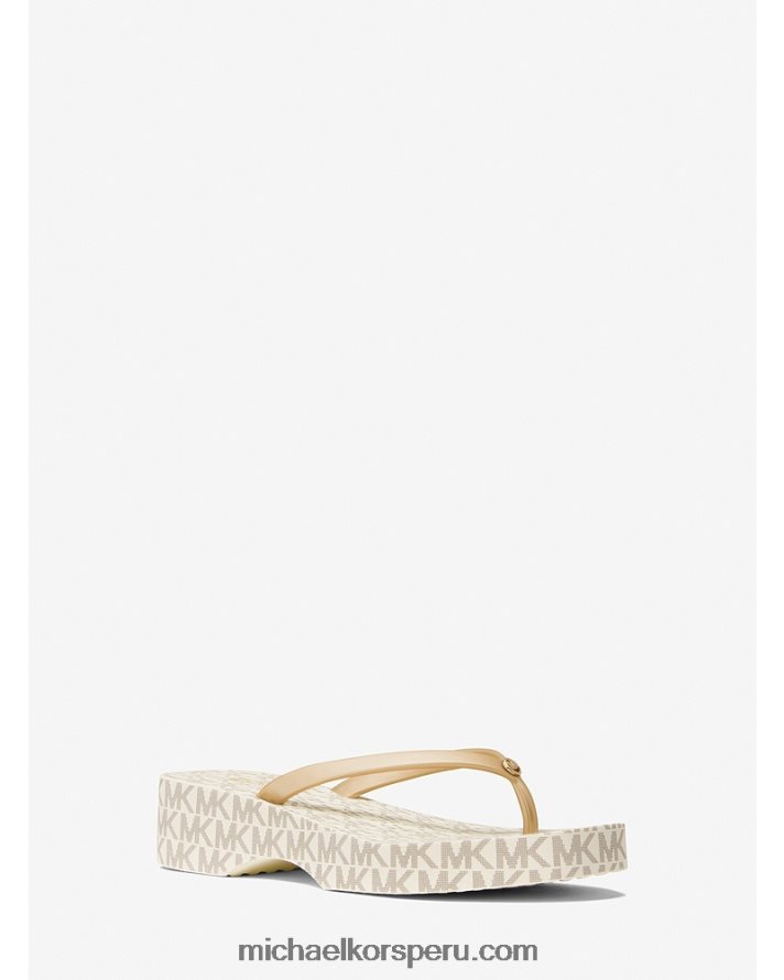 Z48V1868 vainilla/oro pálido mujer Michael Kors chanclas con logo de lilo